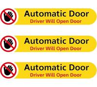 Adhesivo para puerta automática, 3 unidades, calcomanía de advertencia de puerta automática con texto en inglés "Driver Will Open Doors" para coche, 5 x 1 pulgada, calcomanías de vinilo impermeables
