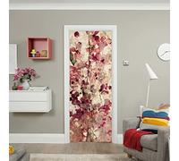 Adhesivo para puertas 3D para puertas interiores, flores de colores a la moda, fotomurales autoadhesivas para puertas, papel pintado salón, dormitorio, aplique de 80 x 210 cm