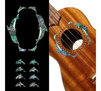 Adhesivo para ukelele con incrustaciones de delfines y roseta, color azul, UKR-275DR-BL-AZ
