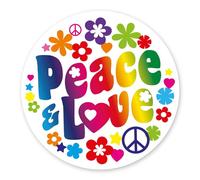 Adhesivo Peace & Love I Ø 10 cm I Flower Power Flores Hippie diseño I para ordenador portátil maleta puerta scooter coche adhesivo I resistente a la intemperie I kfz260