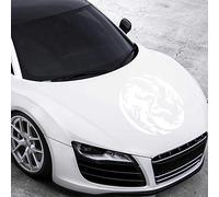 Adhesivo - Pegatina para el Parachoques Dragón de Yin Yang. 50cm x 50cm Blanco - Ventana Trasera del Coche de Tuning Car Styling