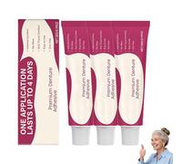 Adhesivo premium para dentaduras postizas, adhesivo termoplástico para dentaduras postizas, crema adhesiva fuerte para dentaduras postizas, para usuarios mayores o adultos (3pcs)