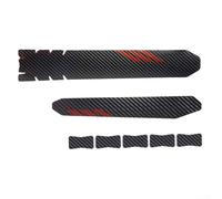 Adhesivo protector de cadena de bicicleta, fibra de carbono con aspecto de PU Protector de arañazos para tubo inferior y cadena de estancia, accesorios de bicicleta impermeables - Negro (rojo)