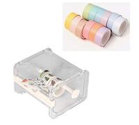 Adhesivo Transparente Creativo, Dispensador de Cinta Oficina y Caja de Almacenamiento de Cinta Adhesiva I3 13B Soporte de WashiTape de Escritorio con Cortador Blanco (Blanco)