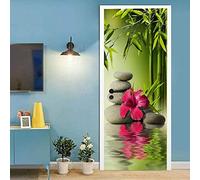 Adhesivos 3D Para Puertas Murales Autoadhesivos - Bosque De Bambú Zen Rock 80 X 200 Cm - Calcomanías Para Puertas Peel And Stick Vinilo Papel Tapiz Para Puertas A Prueba De Agua Habitación Para Niños