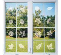 Adhesivos anticolisión de gran tamaño para ventanas con diseños de hojas surtidas. Pegatinas transparentes con forma de pájaro para alertar
