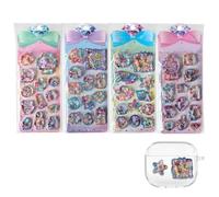 Adhesivos Bonitos,4 Hojas de Etiquetas para Scrapbooking con Líquido | 3D Pegatina Estética con Lentejuelas,para Decoración de Cuadernos, Cumpleaños, Aula, Maestro y Recompensa Escolar