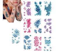 Adhesivos Corporales | 10 Calcomanías Temporales Escamas Pescado Para Piel,Adhesivos Brillantes Impermeables De Purpurina Para La Cara - Para Mujeres Adultas Fiestas De Cosplay Y Actuaciones