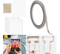 Adhesivos de circuito LED blancos y cinta de tela conductora, kit de bricolaje ligero, mini kit de inicio para manualidades, 30 piezas/set, luces LED blancas, 10 m de cinta de tela conductora y 93