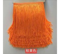 Adhesivos de costura, accesorios manuales DIY, Cinta de encaje con borlas de poliéster de 10 metros y 15 cm for coser vestidos de baile latino, manualidades, ropa y lámparas.(Orange)