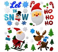 Adhesivos de Navidad para ventana, 4 hojas de gel con pinzas, decoraciones festivas reutilizables para ventanas, espejos y puertas, adhesivos de gel de Navidad para ventanas