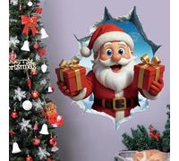 Adhesivos de pared 3D de Papá Noel que rompen la pared, 2026 nuevas calcomanías navideñas lindas para paredes, adhesivos de pared 3D de Papá Noel para Navidad, decoración navideña extraíble para