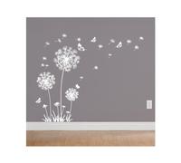 Adhesivos de pared blancos con forma de dientes de león para decoración de paredes.