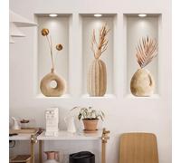 Adhesivos de pared de plantas falsas con efecto 3D con estilo vintage para decoración del hogar, hechos de PVC para añadir un toque artístico a las paredes de la sala de estar y el dormitorio
