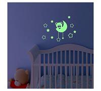 Adhesivos de pared Fosforescente"Oso en la Luna y estrellas" - 20 x 20cm