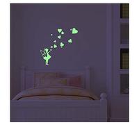 Adhesivos de pared fosforescentes "Hada con los Corazones" - 25 x 20cm