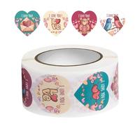 Adhesivos de San Valentín, 500 Unidades Etiquetas Decorativas Autoadhesivas, Rollo de Adhesivos de Amor, para Bodas Fiestas Manualidades Sellado Tarjetas y Decoración