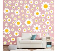 Adhesivos de ventana de margarita blanca de doble cara para decoración de primavera, 82 piezas en total, calcomanías de PVC reutilizables que se adhieren, perfectas para vidrio, espejos y puertas