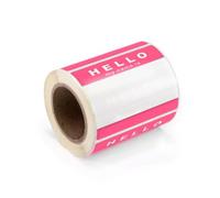 Adhesivos «Hello My Name is» / Etiquetas de Nombre - 250 Rosa y Blanco - 8 cm x 6 cm