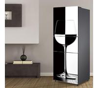 Adhesivos para nevera, Adhesivo for nevera, cubierta completa for puerta, cubiertas for frigorífico, pegatinas de pared for calcomanía cocina, copa vino blanca y negra(M: 60x180 cm)