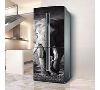 Adhesivos para nevera, Adhesivo for nevera, cubierta completa for puerta, cubiertas for frigorífico, pegatinas de pared for calcomanía cocina, elefante blanco y negro, gris(L: 100x180 cm)