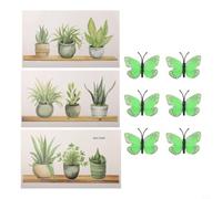 Adhesivos Pared PVC Impermeables Plantas y Mariposas | doble capa, 3D realista, nocturno, plantas verdes, mariposas luminosas, para fácil limpieza