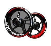 Adhesivos reflectantes de vinilo para bordes de llantas de moto, kit de autoadhesivos para Honda CBR 1000RR, bandas completas para llantas de moto para 2 ruedas de 17 pulgadas (Azul+Blanco)