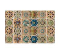 Adhesivos retro azulejos 24 pegatinas for azulejos, decoración de pared for baño, cocina, diseño retro en mosaico(Color 1,15x15CM)