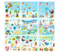 Adhesivos reutilizables para ventanas de verano, decoraciones de verano fáciles de despegar, pegatinas estáticas impresas a doble cara para v