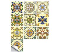 Adhesivos vintage para azulejos de baño. 10 Uds. Pegatinas de azulejos despegables y adhesivas, estampado abstracto Retro, pared de cocina y baño Multicolor(Type 10)