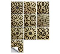 Adhesivos vintage para azulejos de baño. Pegatinas retro for pared y suelo de azulejos, 10 unidades, multicolor mate, varios tamaños(Color 8,15cmX15cmX10pcs)