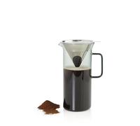 AdHoc Impact - Cafetera con recipiente de vidrio de 1 litro, filtro de acero inoxidable reutilizable de doble capa, cafetera de café, herramienta de barista