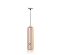 AdHoc Moro - Espumador de leche eléctrico recargable, potente espumador de leche de mano de un toque/espumador de salsa/mezclador de bebidas, acero inoxidable/plástico, batidor extraíble, cobre claro