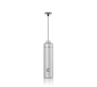 AdHoc Moro - Espumador de leche eléctrico recargable, potente espumador de leche de mano de un toque/espumador de salsa/mezclador de bebidas, acero inoxidable/plástico, batidor extraíble, gris claro