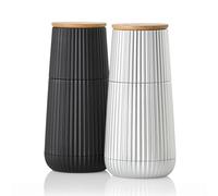 AdHoc MP157 Scape - Molinillo de sal y pimienta en relieve, color negro oscuro y plateado, con mecanismo de cerámica CeraCut®