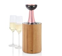 AdHoc WK30 - Enfriador de botellas para vino, champán y champán, apto para todo tipo de botellas de bebidas, madera de acacia, acero inoxidable
