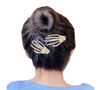 ADIASEN 2 piezas plata oro brillante cristal cráneo para mujer clip de pelo lateral, accesorios de rana (transparente)