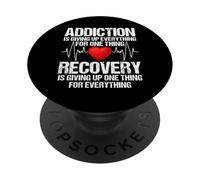 Adicción VS Recuperación AA NA Latido del corazón para una Vida Limpia y sobria PopSockets PopGrip Adhesivo