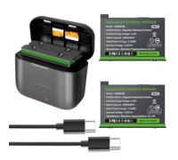 Adicop Insta 360 X3 Baterías Impermeables con Cargador Hub para Batería Insta 360 One X3, 2PCS 1850 mAh Baterías compatibles con Insta 360 x3