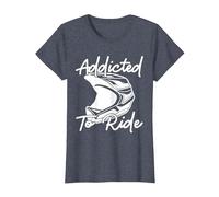 Adicto a la conducción | Motocross Camiseta, Mujer, Azul Jaspeado, L