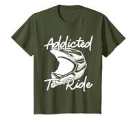 Adicto a la conducción | Motocross Camiseta, Niños, Verde Oliva, 3 años