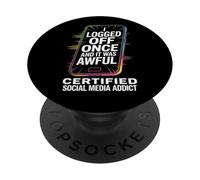 Adicto a Las Redes sociales se desconectó una Vez Que el teléfono Humor Meme PopSockets PopGrip Adhesivo