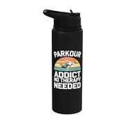 Adicto al parkour No se necesita terapia Parkour divertido Stainless Steel Insulated Water Bottle