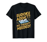 Adicto al Sudoku No Se Necesita Terapia Divertido Sudoku Amante Camiseta gráfica económica, Hombre, Negro, S