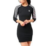 Adidas 3-Stripes Vestido Niñas Stretch Mini Camiseta Larga Niños Negro/Blanco