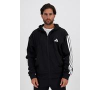 Adidas Uomo Essential Three Stripes Fleece Zipper Hoodie, Black/White, M
