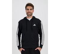 adidas Uomo Essential Three Stripes French Terry Fullzip Hoodie, Black/White, L