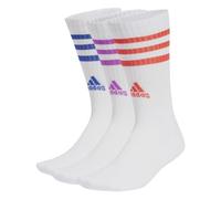 adidas 3STRIPES CUSHIONED SPORTSWEAR CREW SOCKS 3 PAIR PACK, CALCETINES DE LA TRIPULACIÓN Unisex adulto, white/semi lucid blue/purple burst/bright red,