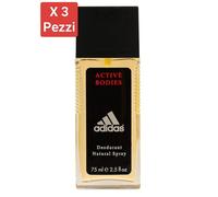 Adidas Active Bodies Desodorante Natural Spray 75 Ml - 3 Piezas