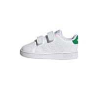 adidas Advantage Lifestyle Court Two Hook-and-Loop Shoes, Zapatillas de Tenis, Cloud White/Green/Core Black, 25.5 EU